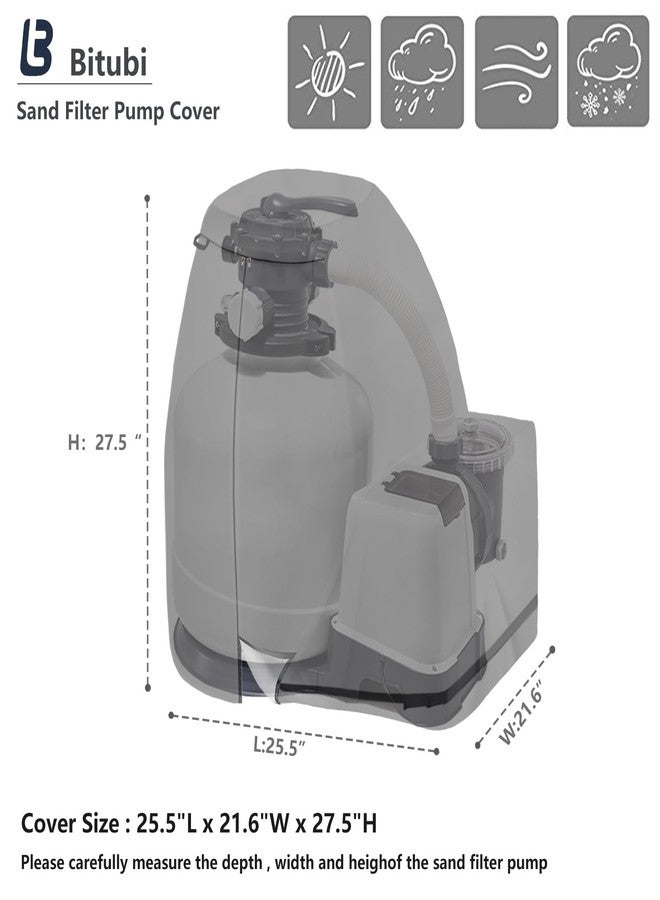 Bitubi Sand Filter Pump Cover,Waterproof Anti-UV Above Ground Pool Pump Cover,Suitable for Most Popular Brands Sand Filter on Market (Black) - Image 2